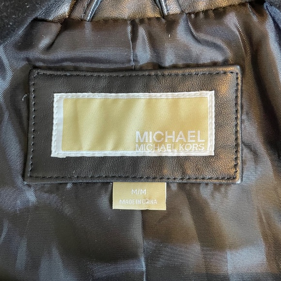 MICHAEL KORS Genuine Leather Moto Jacket Coat Tabbed Collar Y2K Boho Streetware - Picture 11 of 16